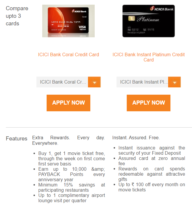 Benefits of ICICI bank coral and Manchester United Credit Cards for Students.