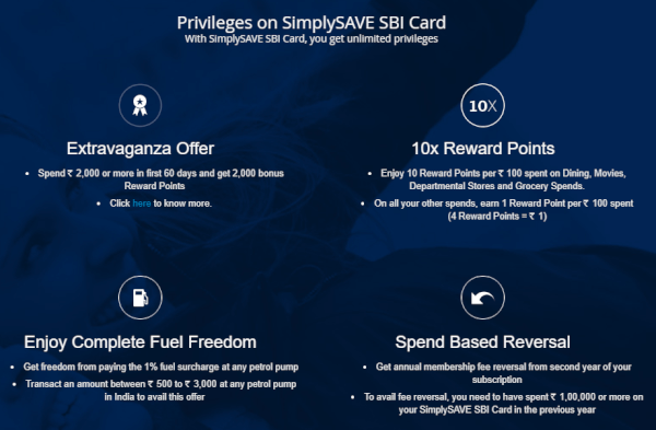 Welcome perks for SBI SimplySAVE.