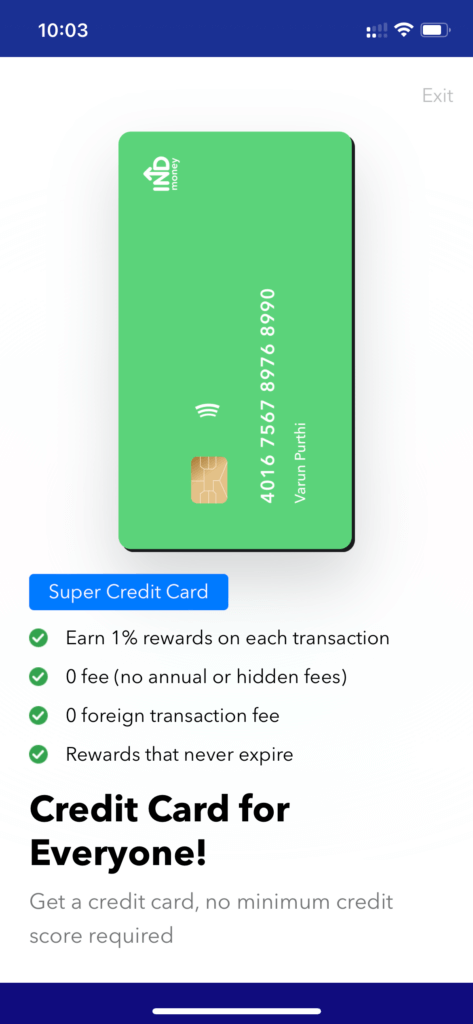 INDMoney App Review: credit card